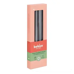 Table candles 4 pcs in box, bolsius, 245×24 mm, gray