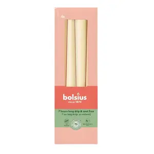 Table candles Bolsius 245×24 mm beige, set of 4