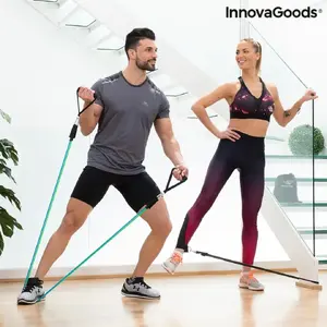 Pretestības gumiju komplekts ar piederumiem un vingrojumu ceļvedi, InnovaGoods Tribainer, 3 gab.