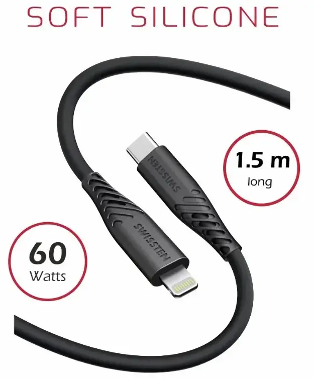 SWISSTEN USB-C uz Lightning kabelis 60W 1,5 m Photo 2