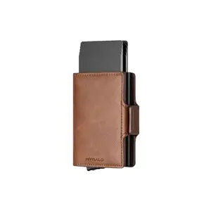 Minimalist card wallet MYBALO Oslo with pull-out card holder — compact everyday wallet for cards and cash