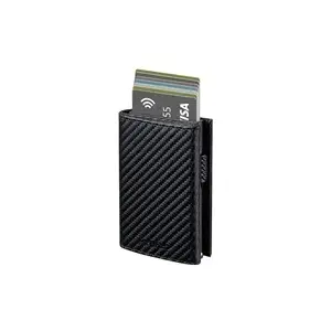 Folding wallet MYBALO Carryx with pull-out card holder, carbon fiber black finish