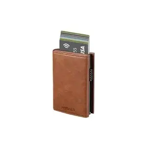 Foldable wallet MYBALO Carryx Brown with pop-up card holder and cash compartment, compact leather-style