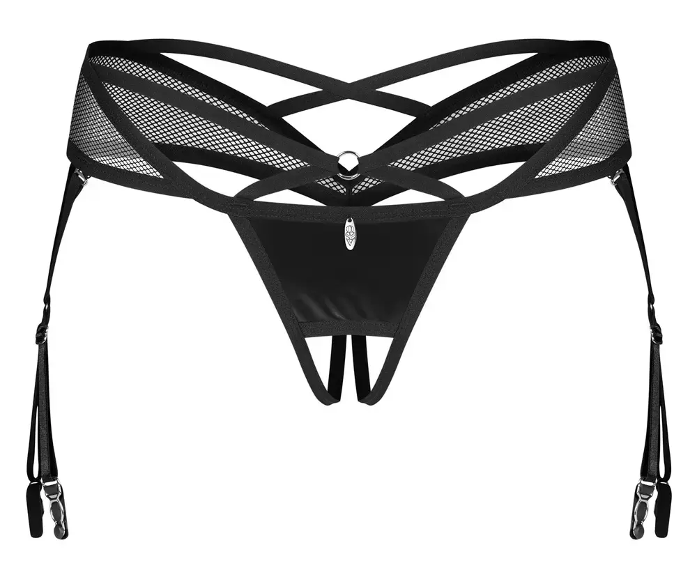 Obsessive Dominna бескройный стринг с подвязками S/M Photo 5