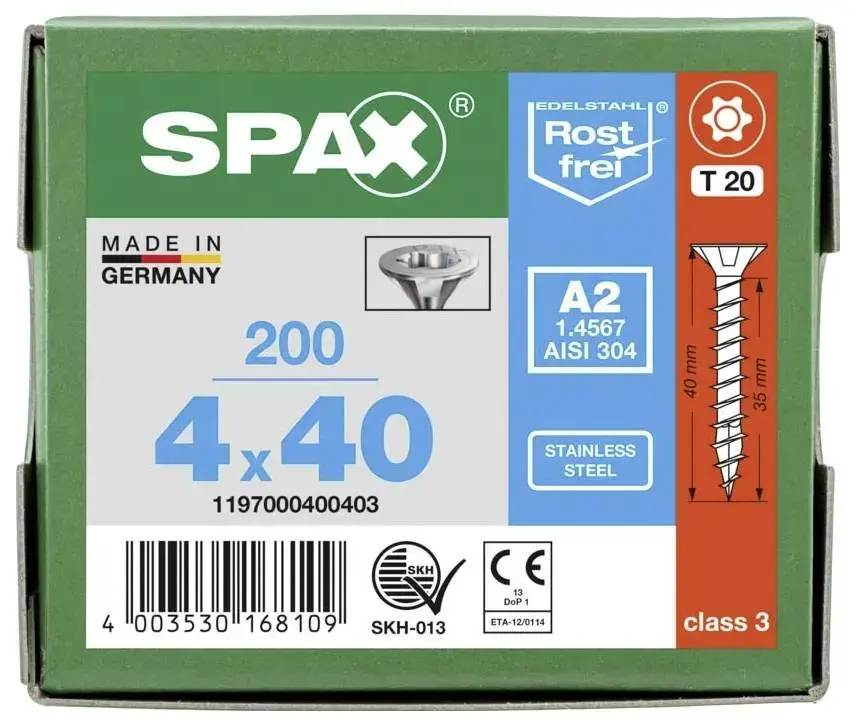 SPAX stainless steel screw 4 x 40 mm, 200 pcs Photo 3