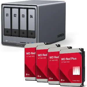 UGREEN NAS HDD Kit DXP4800 Plus+ with 4 x Western Digital WD80EFPX 8TB drives (model 35261& 4x WD80EFPX)