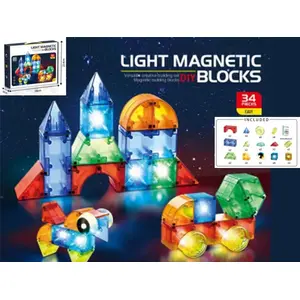 Игровой магнитный конструктор Madej — Сияющие магнитные блоки 32 шт., набор для творчества