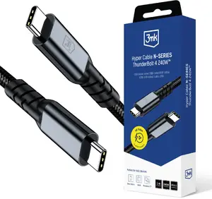USB-C Thunderbolt 4 cable 3MK Hyper N-SERIES 240W 40Gb/s 8K60Hz 48V/5A Black 1m