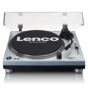 Пробковый проигрыватель Lenco L-3809ME — прямой привод, ручное управление, USB Type-A, металлический синий