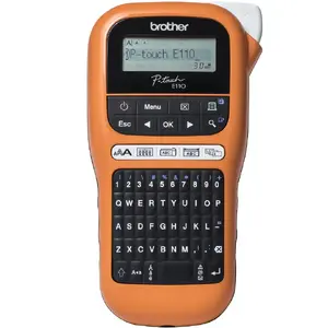 Принтер этикеток Brother PTE110VPYP1 180 x 180 DPI 20 мм/с QWERTY TZe ленты 3.5–12 мм, черно‑оранжевый