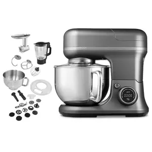 MEDION LIFE MD18430 3-in-1 Food Processor 1200 W 5 L Black with Stainless Steel Bowl 8 Speeds Built-in Display Kneading and Meat Mincer Functions