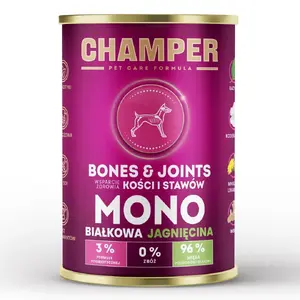 Mitrs suņu barība CHAMPER BONES&JOINTS MONOPROTEIN Aitas 400 g, bezgraudu, pieaugušiem, kanna