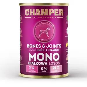 Mitrs barības produkts suņiem CHAMPER BONES&JOINTS Monoprotein Salmon 400 g, pilnvērtīgs pieaugušajiem, mitrums 76%