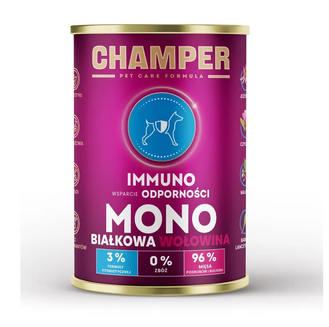 Mitrs suņu barības CHAMPER Immuno Beef