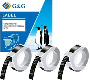Embossing Tape Rolls g g 3D S0847730 20622, 9 mm white on black, pack of 3