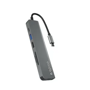 Интерфейсный хаб Epico 9915112100080 — хост USB Type-C, HDMI, USB 2.0, USB Type-C, кардридер MicroSD/SD, алюминий/TPU, серый