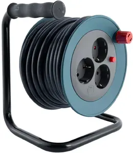 REV cable reel mini 3-socket 10 m petrol/black model 0010042100
