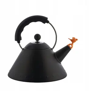 Чайник ALESSI 9093 BB чёрный — плита́мный со свистком, нержавеющая сталь, 2,2 л