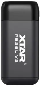 Portable charger and power bank XTAR PB2SL V2 — Li-ion charger for 2×18650/20700/21700, USB-C, black