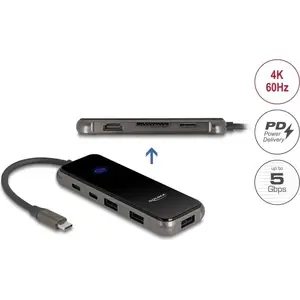 Dokstacija DELOCK USB Type-C 4K HDMI hubs ar SD/microSD slotu PD 3.0 85W (92001)