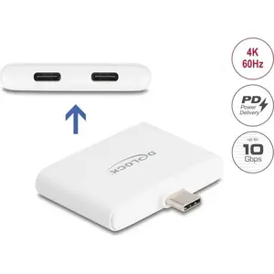 DELOCK USB Type-C adapters — USB-C dati 10 Gbps, video 4K@60Hz, PD 92 W (modelis 61088)