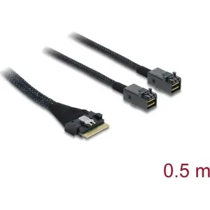 DELOCK PCIe 4.0 Slim SAS cable SFF-8654 8i to 2× Mini SAS HD SFF-8643, 0.5 m