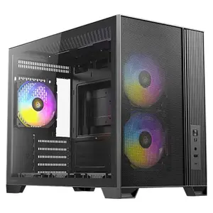 Корпус ПК ANTEC FLUX M Micro Tower — черный, Micro ATX/ITX, закаленное стекло, поддержка 2x 3.5" + 2x 2.5", 3x 120 мм вентиляторов