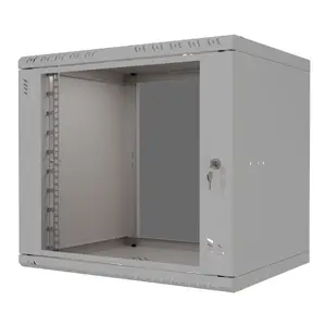 Rack cabinet 19" Stalflex 9U 600mm depth, glass front door, grey