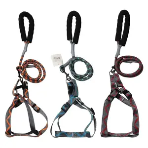 Leash with chest strap BESK 120 cm, mix colors — 120 cm length, integrated chest strap