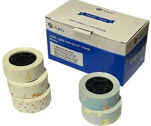 Sticker roll set G G 5-pack with assorted patterns, 15 x 15 mm labels