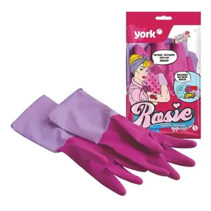 Резиновые хозяйственные перчатки York ROSIE S — ароматизированные, размер S