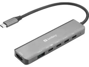 Dokstacija Sandberg USB-C 6-in-1 MediaDock vadu USB 3.2 Gen 1 Type-C 4K Ultra HD 100W Power Delivery