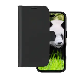 Фолио-чехол из кожи dbramante1928 Lynge MagSafe для iPhone 16 Plus — чёрный, 3 кармана для карт, 6,7"