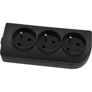 Power splitter Elgotech GN-30-2 3-socket extension adapter with grounding and safety shutter, black