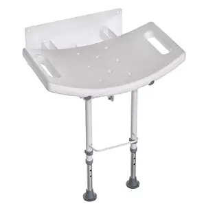 Sienā piestiprināms salokāms dušas krēsls ActionMed KP600AM — balts, ergonomisks sēdeklis, regulējamas neslīdošas kājas, 3 kg