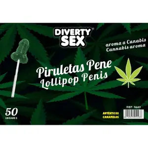 Candy lollipops DIABLO GOLOSO 50 pcs, cannabis-flavored, bulk pack