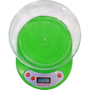 Digital kitchen scale BESK 9051740 with mixing bowl, 5 kg capacity, green