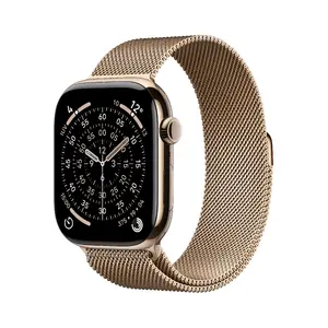 Умные часы Apple Watch Series 11 GPS + Cellular 46 мм золотой титановый корпус с золотым миланским браслетом M/L, 64 ГБ, OLED, 416×496, водонепр. 50 м
