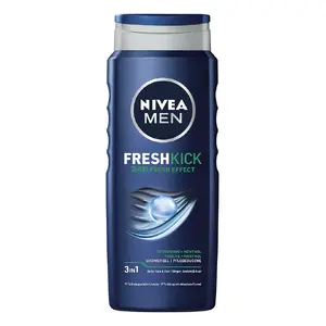 Dušas želeja Nivea Men Fresh Kick 500 ml — ķermeņa un matu mazgāšanas līdzeklis vīriešiem