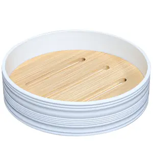 Countertop soap dish BESK Zinda 9136652 — white ceramic/plastic compact soap tray