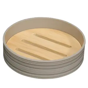 Countertop soap dish BESK Zinda, beige — bar soap holder for bathroom surfaces