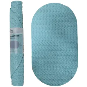 Shower mat BESK Basic 68 x 38 cm, 100% TPE, blue