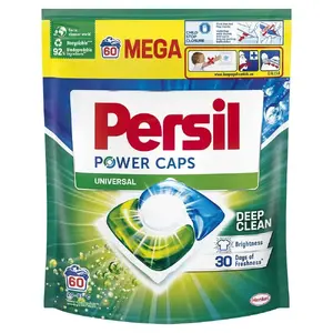 Veļas kapsulas Persil Universal 60 gab. — koncentrēts mazgāšanas līdzeklis mašīn- un roku mazgāšanai