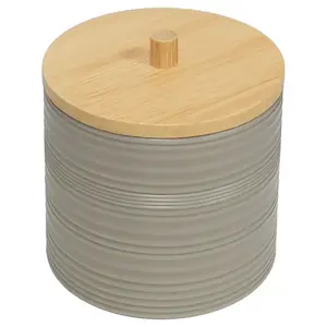 Storage container with lid BESK Zinda beige – universal household storage, plastic tub for home organization