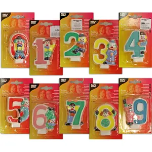 Decorative numeral birthday candle Papstar Clown 0 — number-shaped cake candle