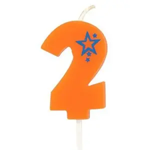 Papstar decorative birthday candle number 2, model 1864227 — orange — cake numeral candle