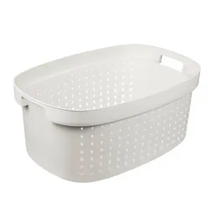 Laundry basket NHG 2734312 — compact white laundry storage, space‑saving