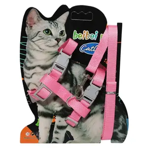 Cat harness and 120 cm leash BESK 9146811, pink, adjustable fit