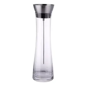 Glass serving carafe with straw ALPINA 1.1 L – 1.1L capacity, pour spout, removable straw