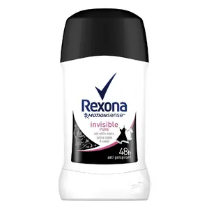 Dezodorants stick Rexona Invisible Pure sievietēm 40 ml — cietais antiperspirants, ikdienas paduses aizsardzība